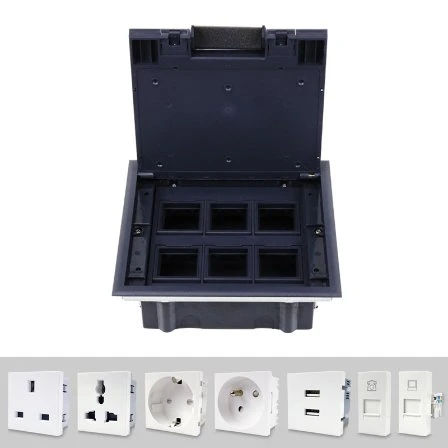 Raised Floor Box Twin 13A Power Switched Socket Data Outlet