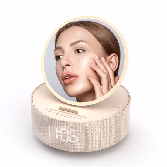 S33 Wireless Charger Mobile Holder LED Lamp Light Alarm Clock Mirror Speaker