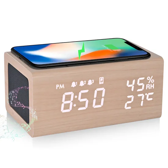 Alarm Clock Bluetooth Speaker with Temperature Function
